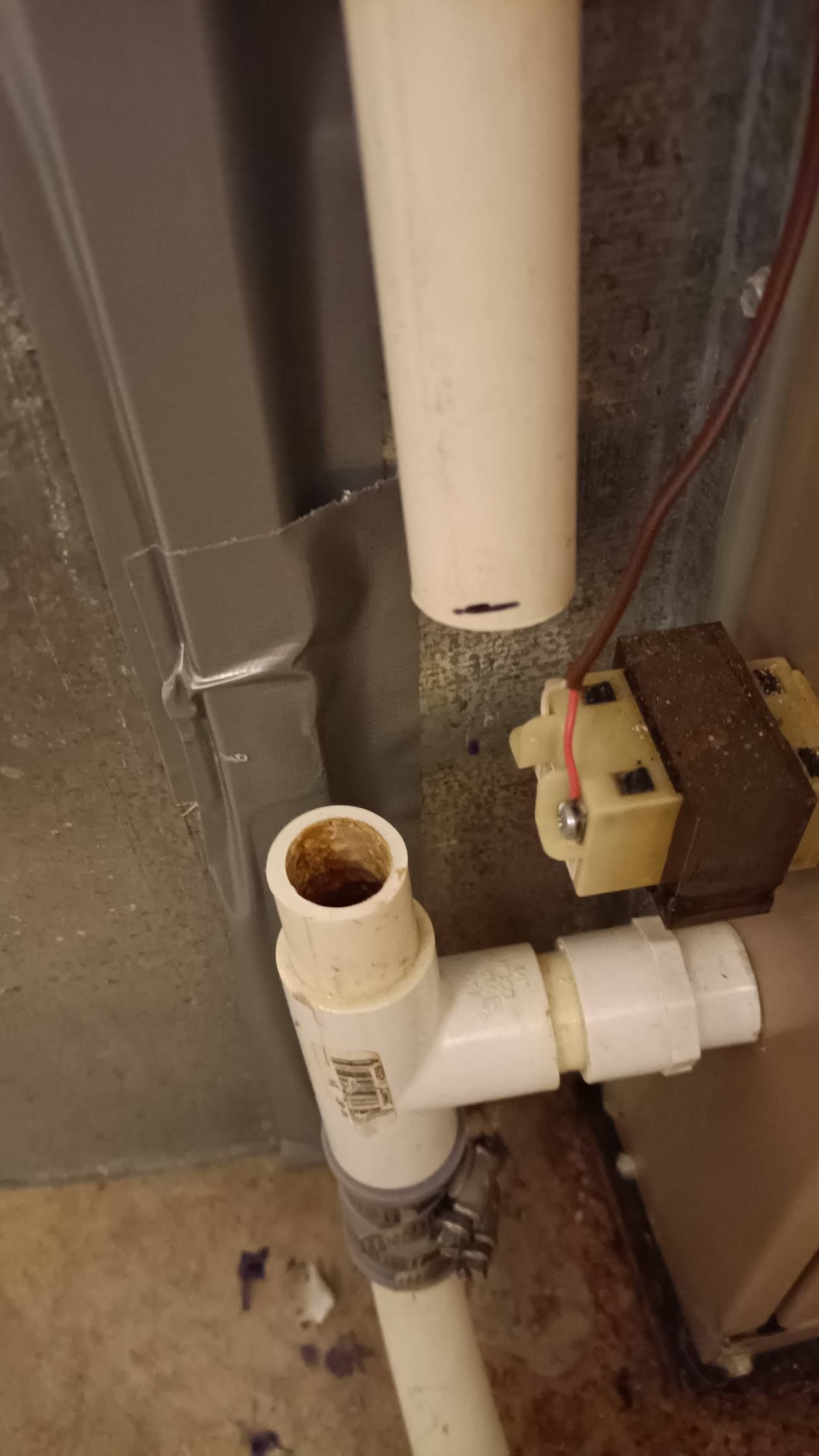 Drain Pipe Cut Open For Installation of A Ball Valve